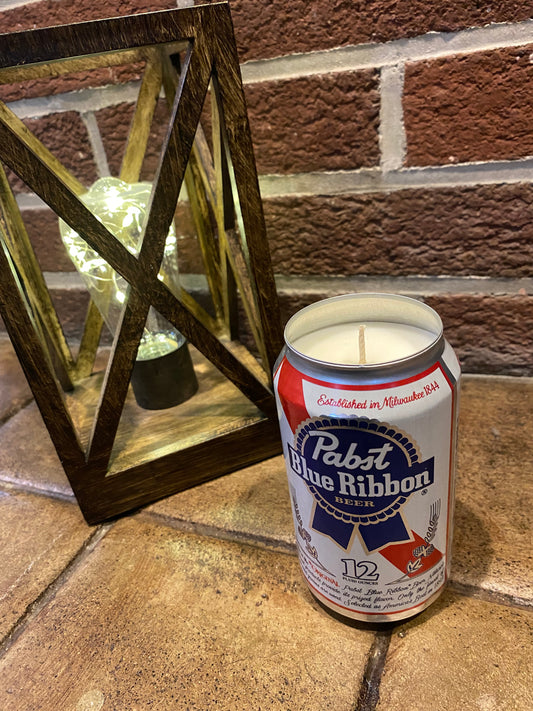Pabst Blue Ribbon PBR Upcycled Can Candle