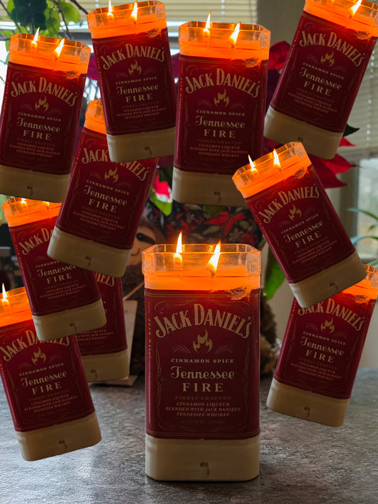 Jack Daniel’s Tennessee Fire Upcycled Bottle Candle
