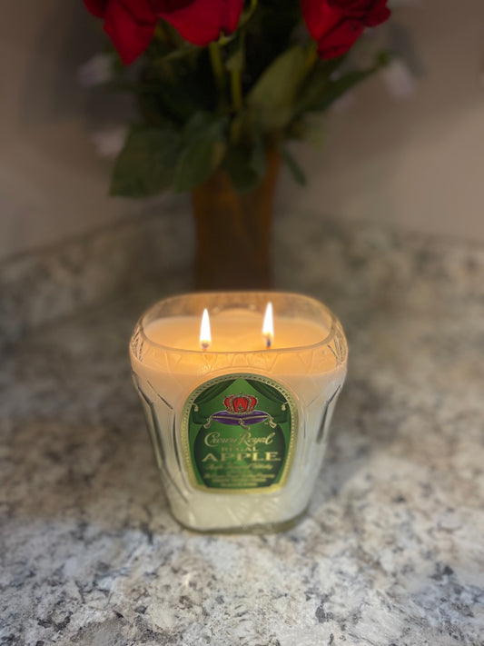 Crown Royal Upcycled Liquor Bottle Candles- Different Variations Available